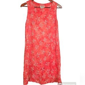 Peppermint Bay Vintage 4th of July Red Starfish Rayon Boho Cover Up Dress M